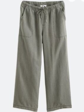 Splendid Angie Eco Crop Wide Leg Pant in Olive Drawstring Wide-Leg Cropped Pants
